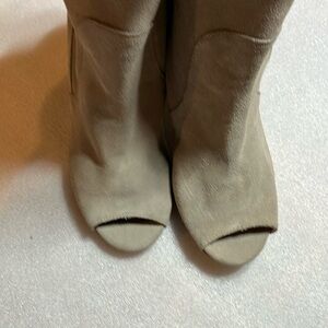 Chinese Laundry peep toe open toe suede booties.